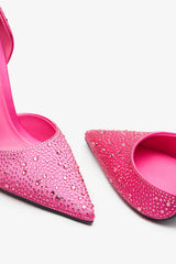 Catcher | Pink Diamante Pointed Court Heels
