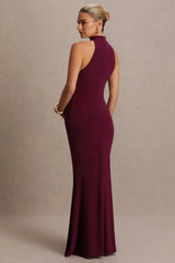 Kaia | Burgundy Halter-Neck Maternity Dress