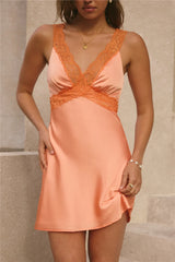 Calista Satin Mini Dress Orange