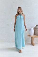 Isle Of Chic Halter Maxi Dress Aqua