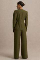 Silvia | Olive Straight-Leg Trousers