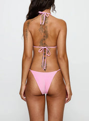 Aimi Glitter Tie Side Bikini Bottoms Pink