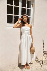 Deep Breaths Strapless Maxi Dress White