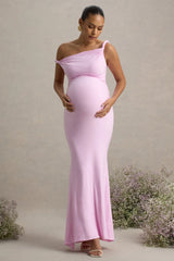 Lita | Pink Twisted Asymmetric Maternity Maxi Dress