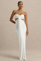 Elixir | Cream Sweetheart-Neck Maxi Dress with Cut-Out Details