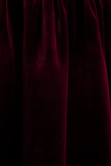 Violetta | Burgundy Velvet Bandeau Midi Dress With Drop-Waist And Gathered Skirt