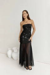 First Class Feelings Strapless Maxi Dress Black
