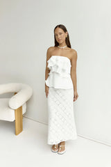 Island Calm Embroidered Maxi Skirt White