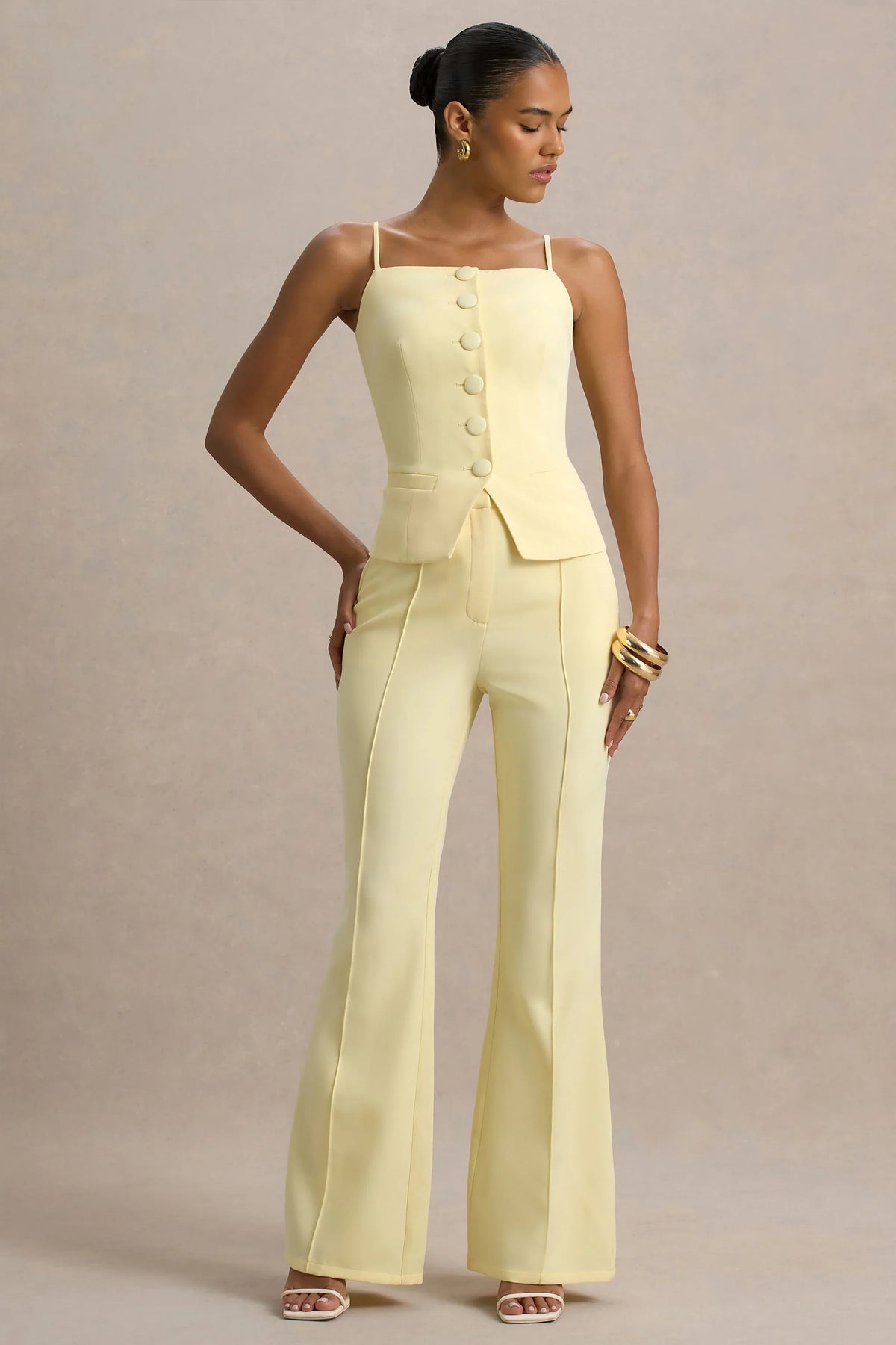 Jada | Lemon Tailored Flared-Leg Trousers