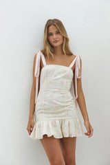 Blossom Embellish Mini Dress Cream