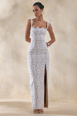 Zarisse | White Lace Square-Neck Maxi Dress