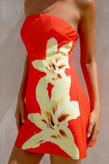 Island Indulgence Strapless Mini Dress Red