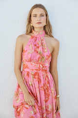 Harriette Halter Maxi Dress Pink