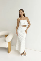 Island Calm Embroidered Maxi Skirt White