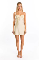 Kate Yellow Satin Party Mini Dress