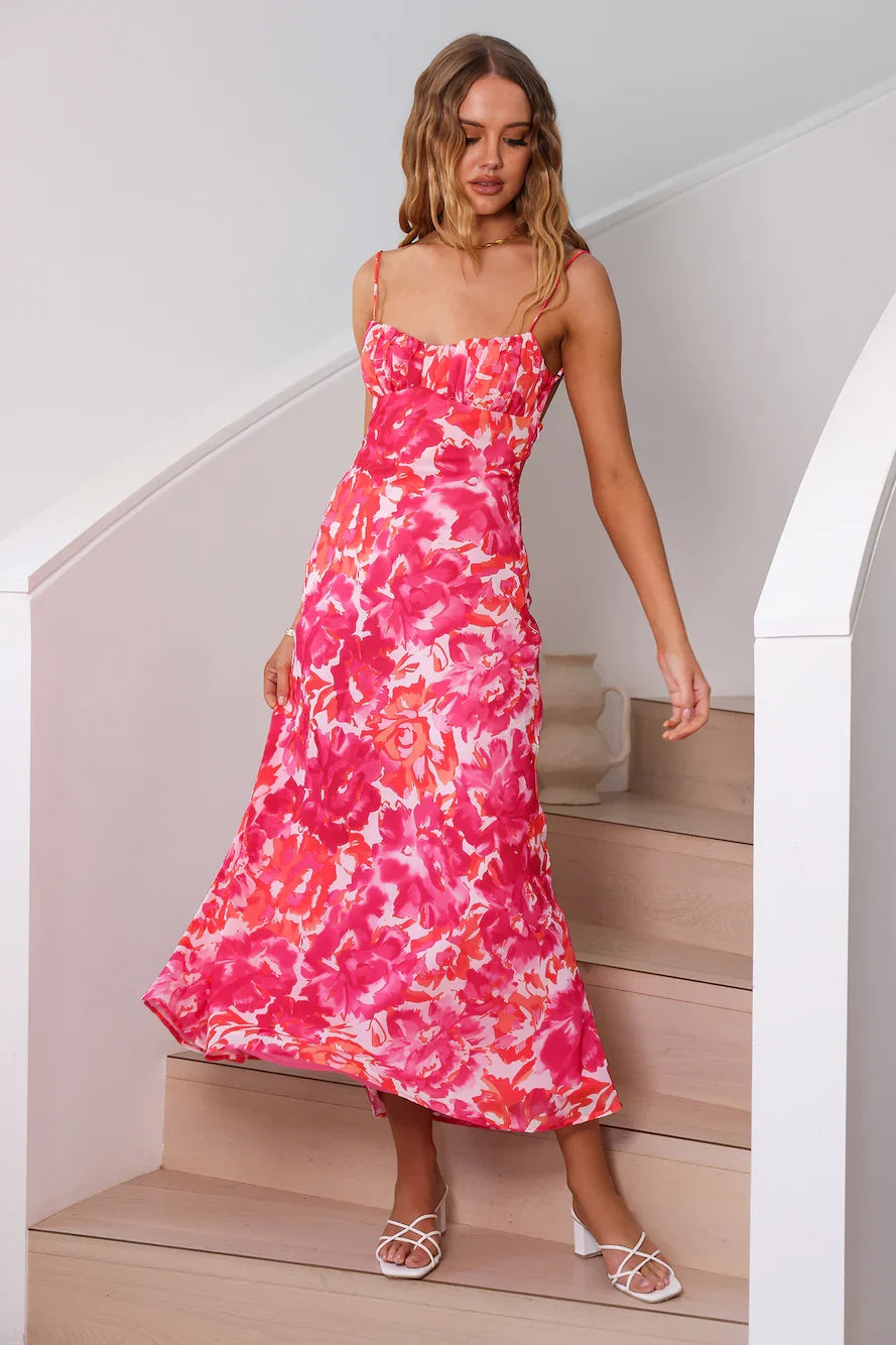 Peony Pillow Maxi Dress Pink