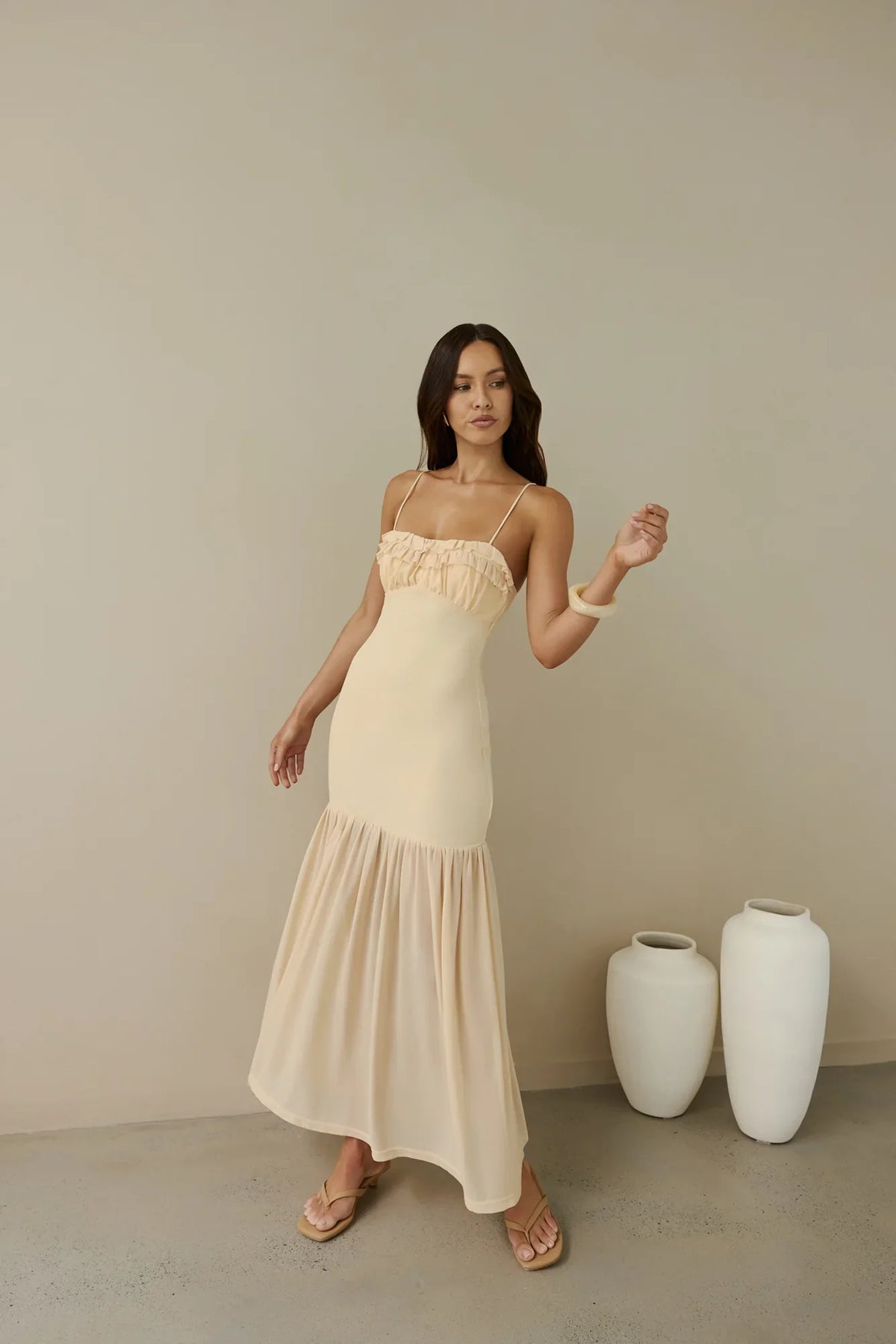 Just Right Mesh Maxi Dress Yellow