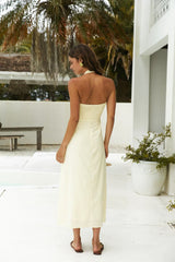 Scarlet Hues Halter Maxi Dress Lemon