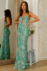 Green Oasis Halter Maxi Dress Green