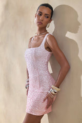 Rionelle | Pink And White Sequin Mini Dress