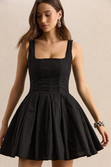 Brioria | Black Square-Neck Skater Mini Dress