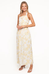 Jemma Halter Maxi Dress - Yellow Floral