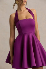 Peggy | Mulberry Halter-Neck Skater Mini Dress