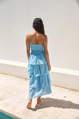 Glass Slipper Strapless Maxi Dress Blue