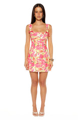 Layla Yellow Floral Pop Tie Back Mini Dress