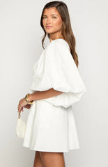 Torie White Short Sleeve Mini Dress