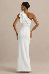 Kiri | White One-Shoulder Bow Maxi Dress