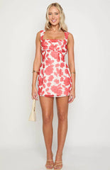 Ava Red Anemone Floral Print Mini Dress