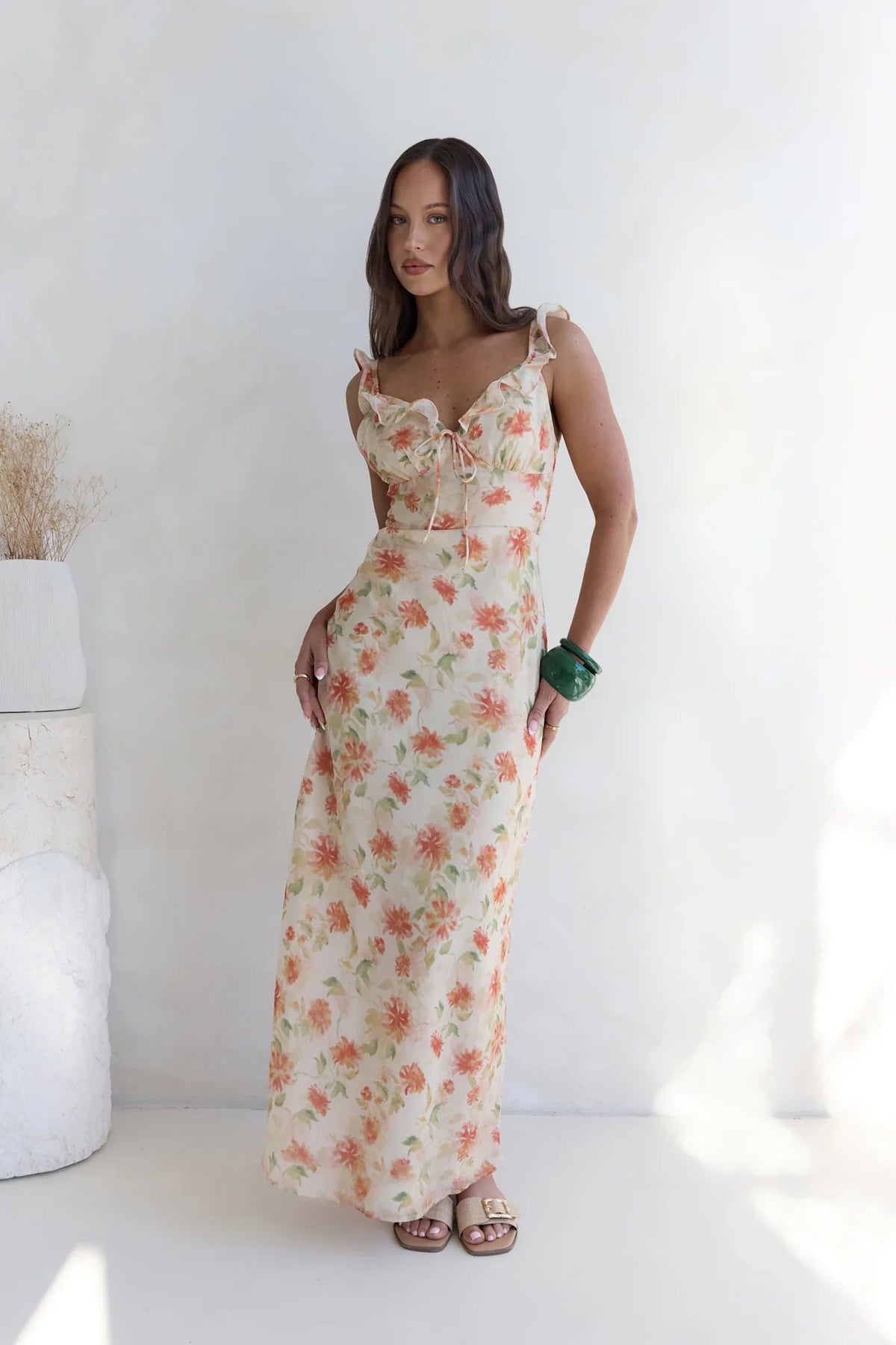 Glimmer Glide Maxi Dress Orange
