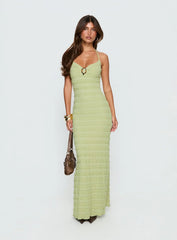 Liskaia Textured Halter Maxi Dress Soft Green