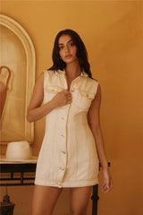 Desert Muse Denim Mini Dress Cream