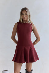 Wistful Bloom Mini Dress Burgundy