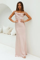 DEAR EMILIA Opulent Events Satin Maxi Dress Champagne