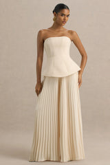 Feeling Good | Nude Bandeau Jumpsuit With Pleated Trouser