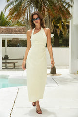 Scarlet Hues Halter Maxi Dress Lemon
