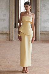 Fran | Lemon Square-Neck Corset Maxi Dress