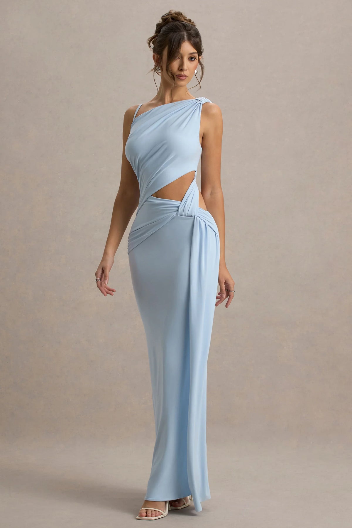 Storm | Powder Blue Asymmetric Maxi Dress With Cut-Out Details