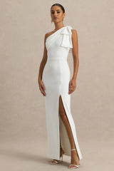 Kiri | White One-Shoulder Bow Maxi Dress