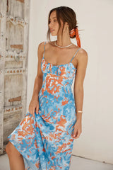 Peony Pillow Maxi Dress Blue