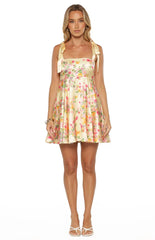 Brilliana Yellow Bloom mini Dress