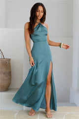 Soiree Style Satin Maxi Dress Sage