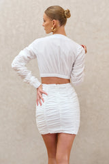 Break Of Day | White Ruched Mini Skirt