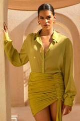 Zinna | Green Plunge-Neck Shirt