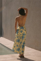 Sunset Skies Halter Maxi Dress Yellow
