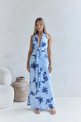 Lovers In Bloom Halter Maxi Dress Blue