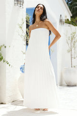 Willow Breeze Pleated Maxi Dress White